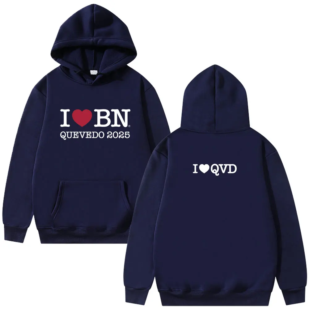 I Love Bn Quevedo 2025 Hoodie Men Women Hip Hop Fashion Pop Music Sweatshirt Men's Vintage Casual Fleece Cotton Pullover Hoodies