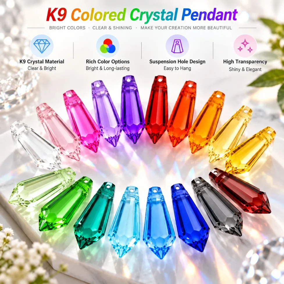 1/5/10PCS K9 Multi-Color Crystal Pendant High Transparency Aging-Resistant for Chandelier Light Parts Home Decor Creative Crafts