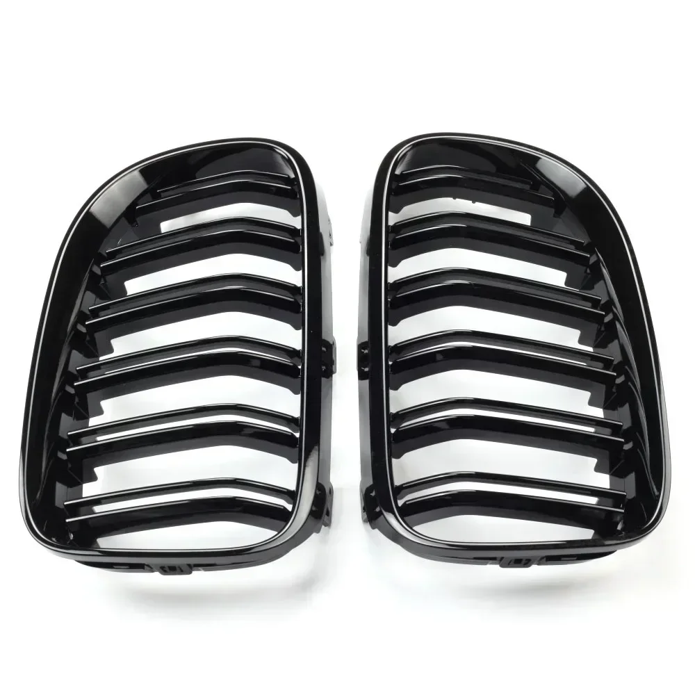 2Pcs Car Style Gloss Black Front Kidney Double Slat Grill Grille For-BMW E92 E93 3-Series 328I 335I Coupe LCI 2010-2013