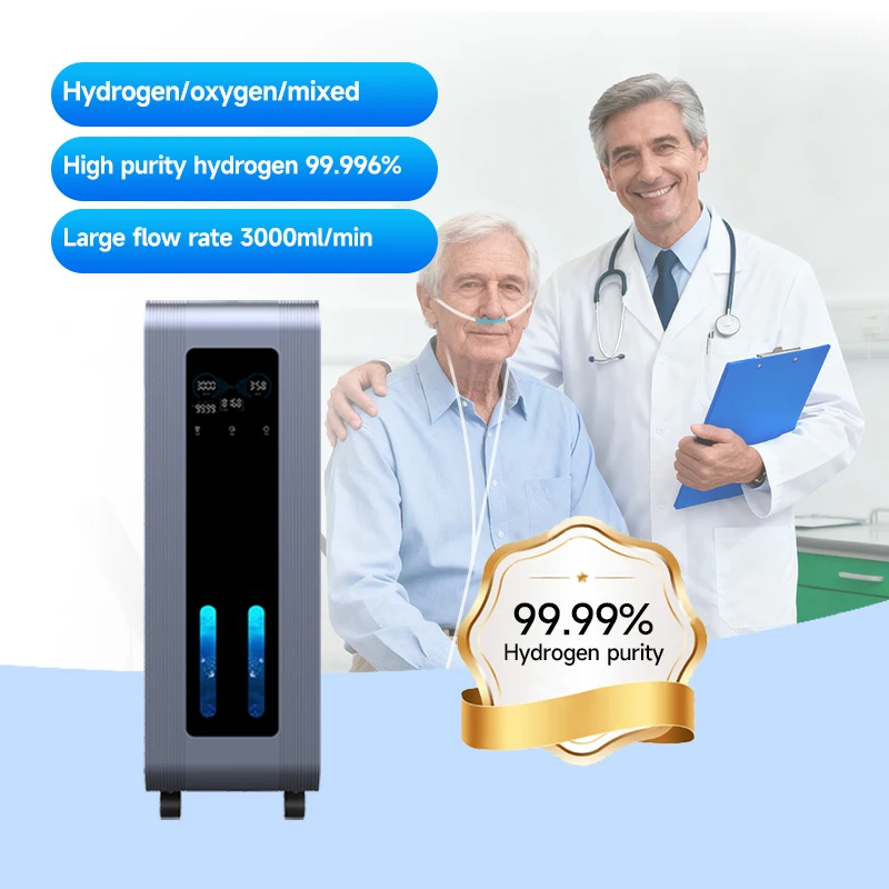 99.996% Purity CE H2 O2 Pem Electrolyzer Hydrogen Gas Generation 3000ML Hydrogen Generator H2 Inhalation Machine for Clinics