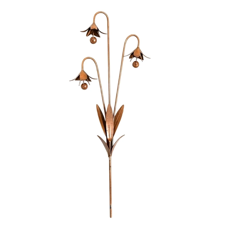 Rusty Metal Garden Stake Rusty Bluebell Flower Yard Art Iron Flower Decoration for Outdoor Rusty Decorative Ornament Gift B03E