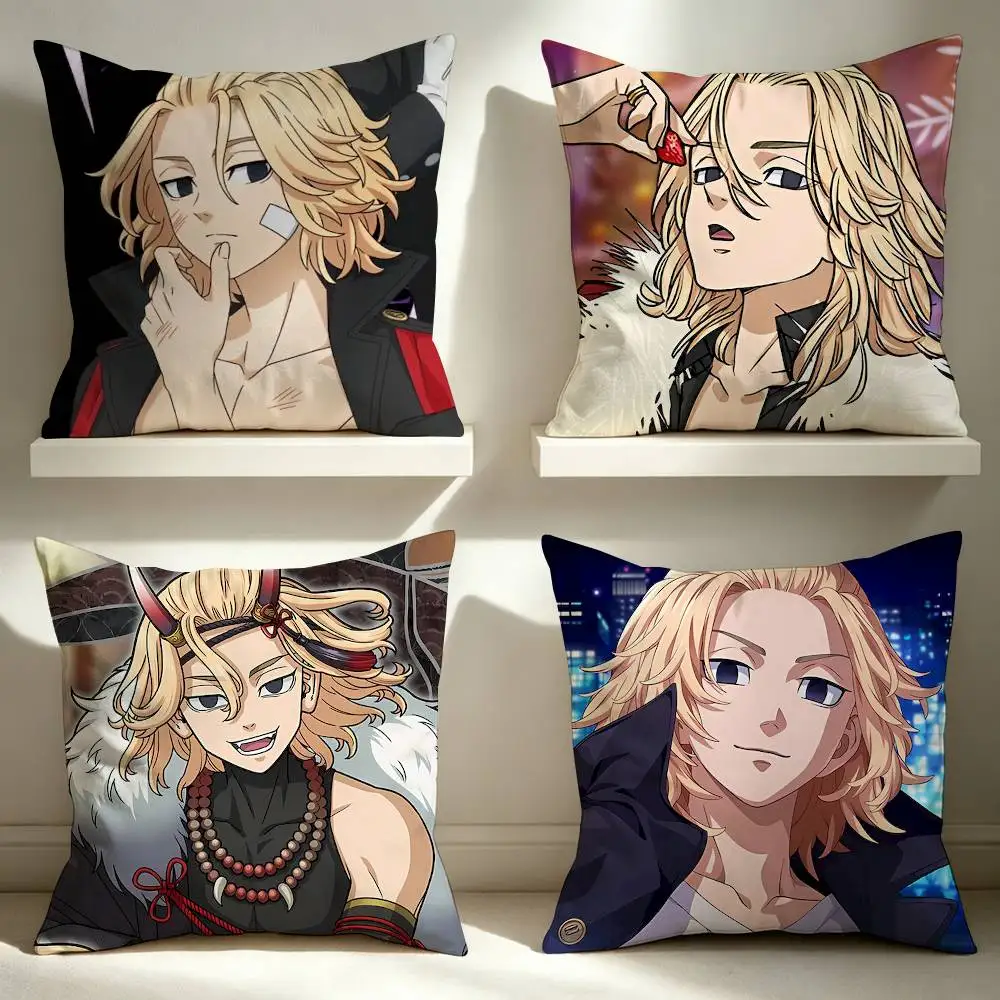 Tokyo Revengers Mikey  Square Double-Sided Printed Pillow Case Sofa Cushion Cover Bedroom Bedside Decor