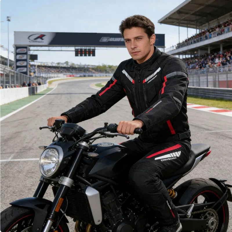 

Motorcycle Jacket Waterproof Windproof Racing Gear Clothes Accessories with Removable CE Armor Warm Fleece Lining Riding Coat