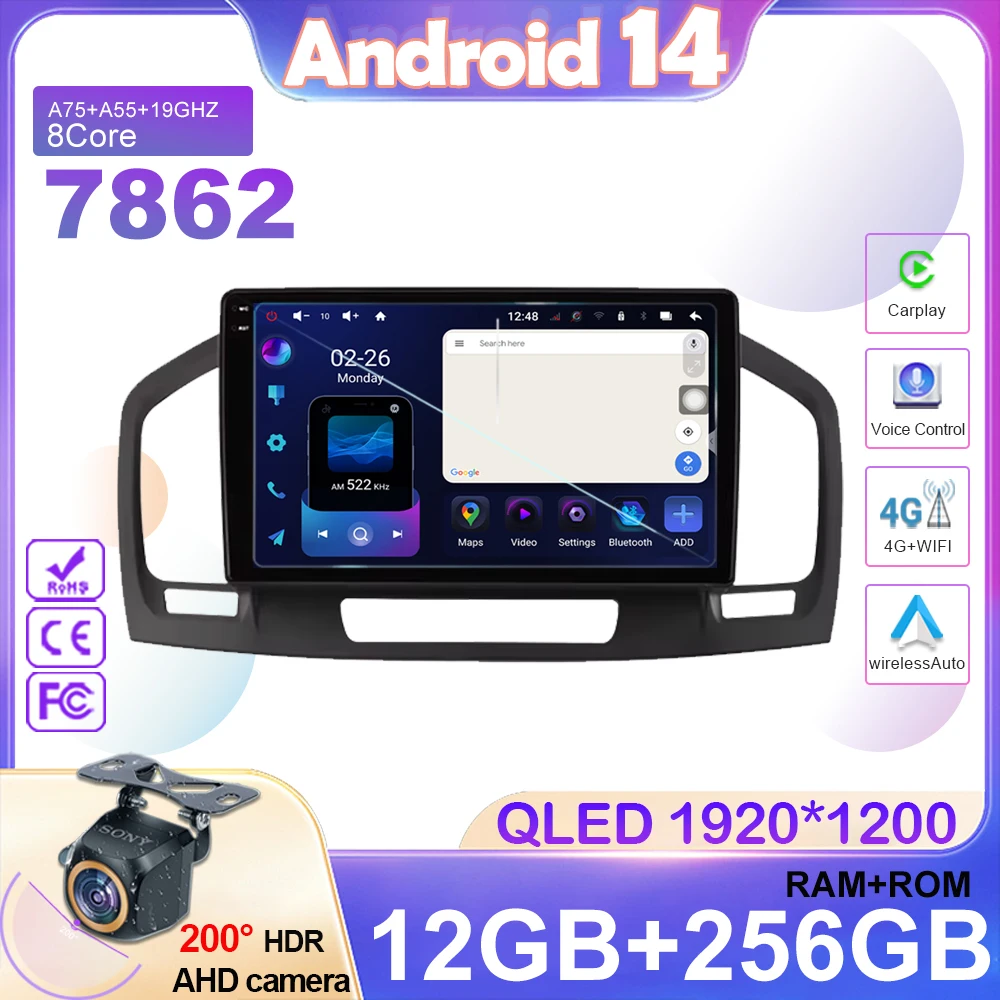 

2Din Android 14 Car Radio For Buick Regal For Opel Insignia 2009-2013 Multimidia Video Player Autoradio Carplay Stereo 7862 WIFI