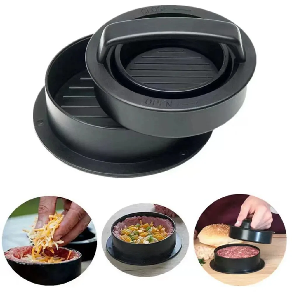 Okrągła prasa do hamburgerów Grill wołowy Food-Grade ABS Hamburger pomocnik prasa do mięsa kotlety Patty Maker formy gadżety kuchenne — zdjęcie 4