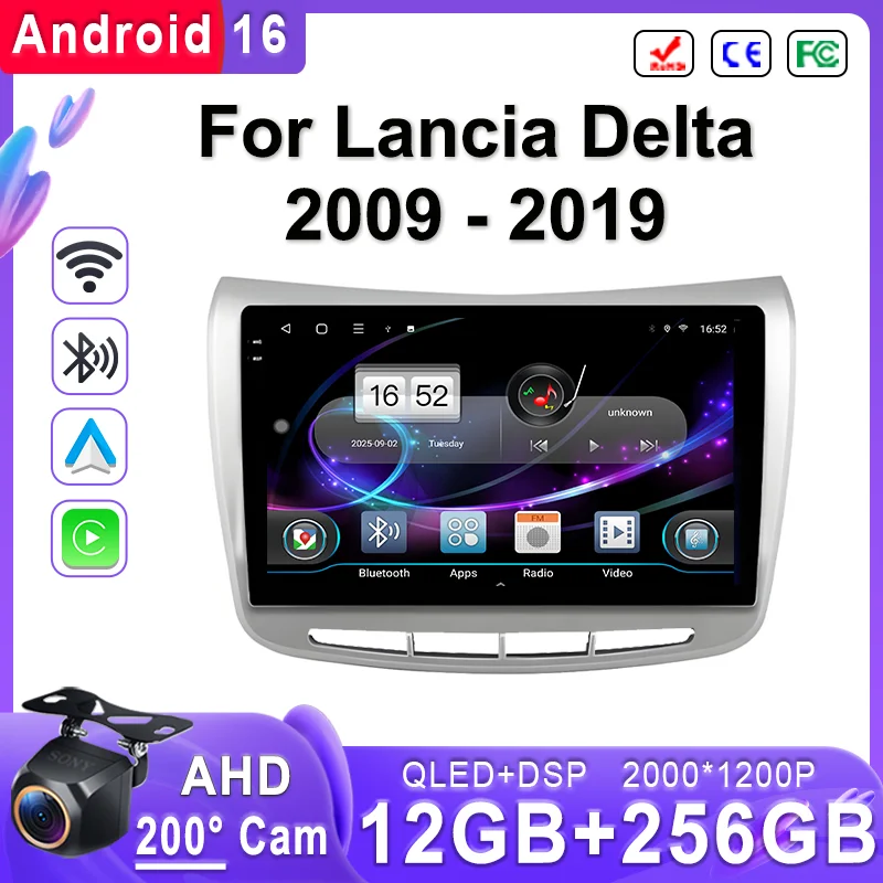 

Мультимедийная стереосистема Android 2K с экраном Incell для Lancia Delta 2009-2019, подключение Plug and Play, видеорегистратор, высокопроизводительный процессор, Wi-Fi, HDR