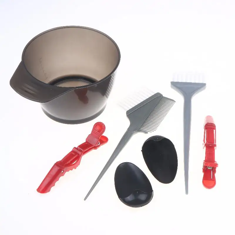

Набор для окрашивания волос: 7 предметов (щетки, чаша, расческа, зажимы) для салона и домашнего использования, инструменты для окрашивания и отбеливания волос