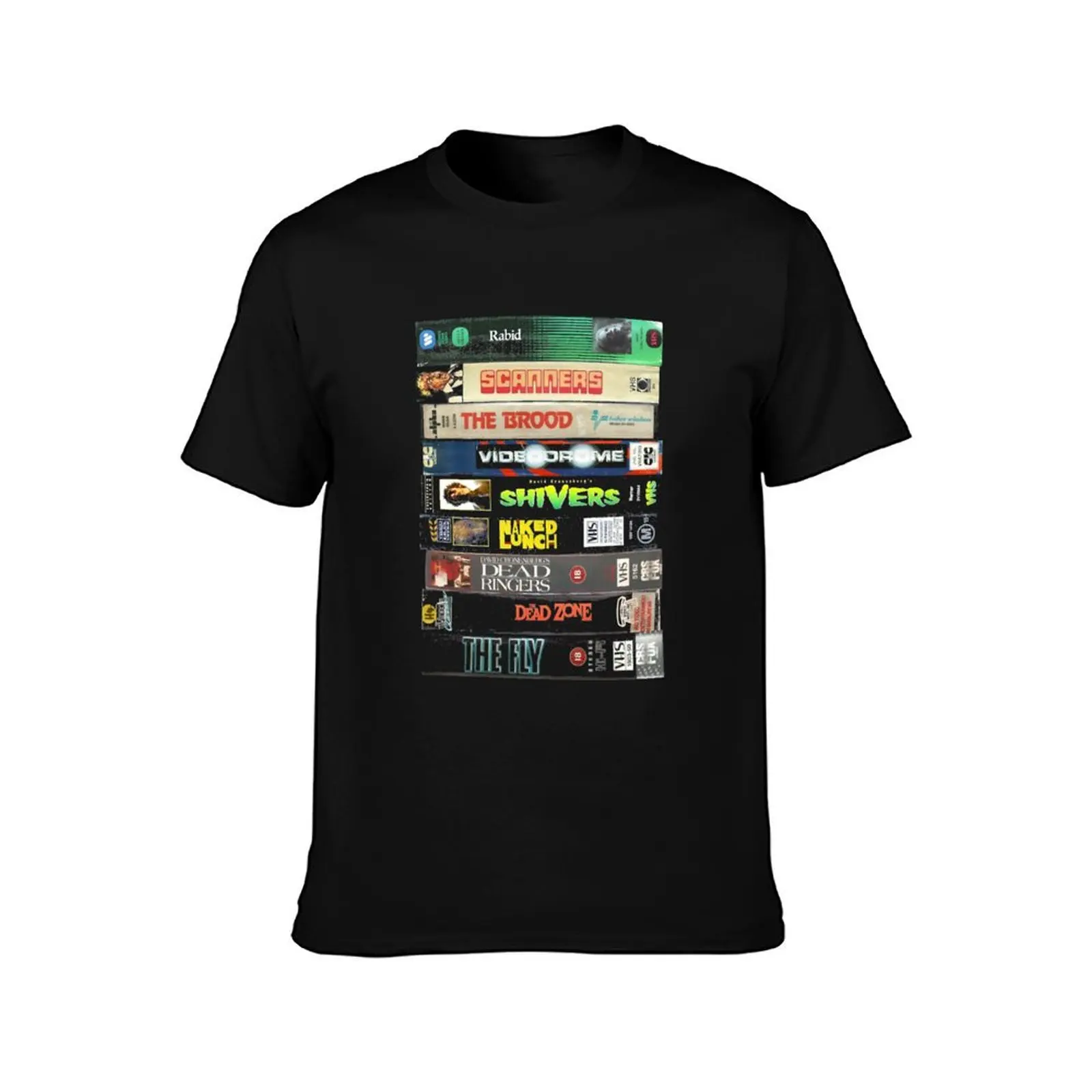 Cronenberg VHS escáneres de colección, camiseta de película de terror de Halloween, película de scifi, ropa estética, ropa de verano para hombres negros