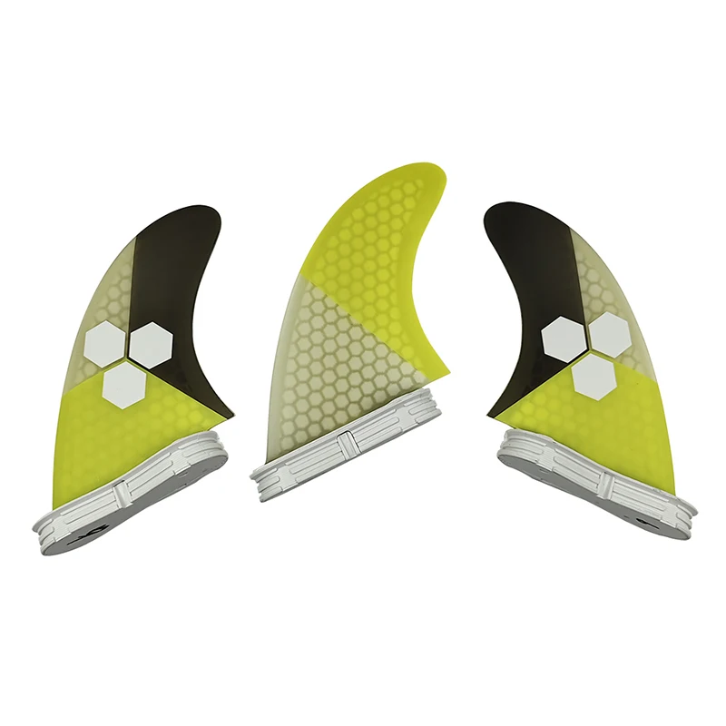 Surf Board Fins UPSURF FCS 2 Fins G5/G7 Surf Accesorios 3 Pcs/set Yellow Honeycomb Double Tabs 2 tabla de surf M/L Surf Fins