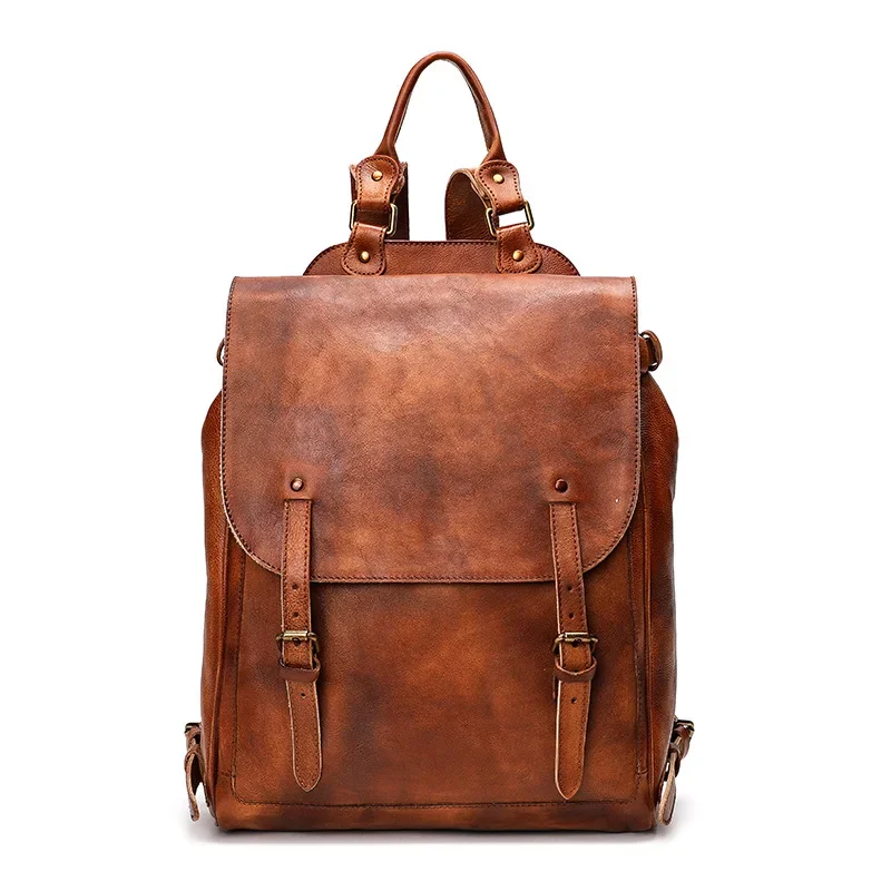 New Design Travel Bag Genuine Leather Men\'s Backpack Business Handbag Large Capacity Bags Laptop Backpack Bag Student School Bag