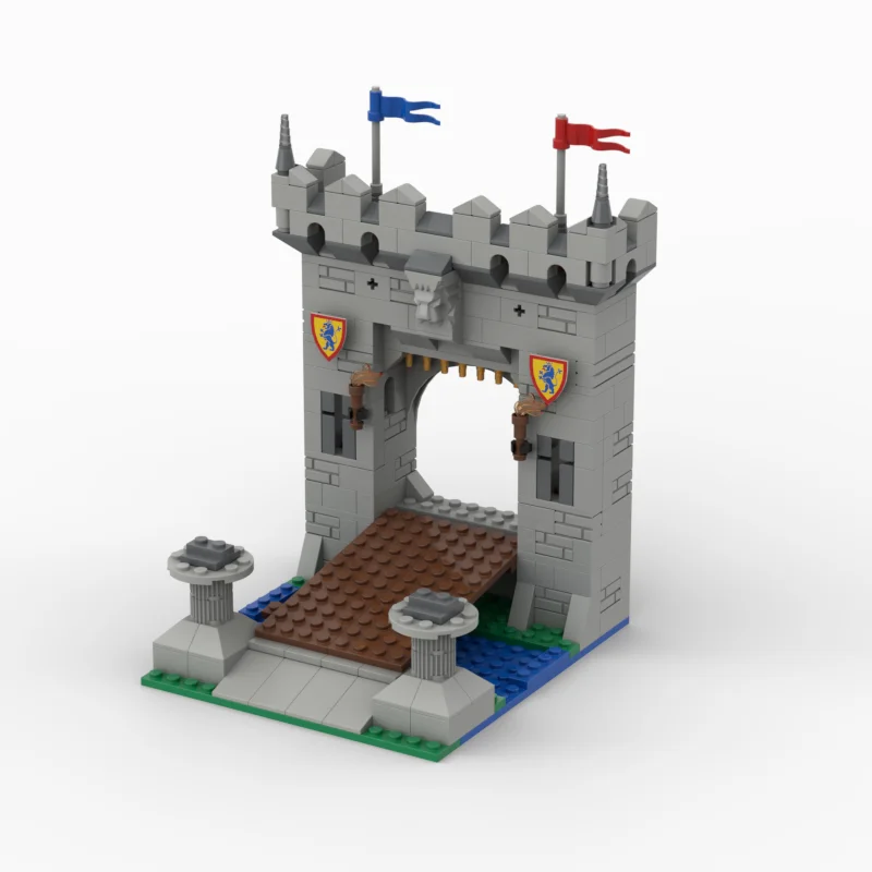 MOC 블록 중세 도시 문 모델 피규어 세트 349개 - 창의적인 조립 장난감 세트, 휴일 선물로 적합