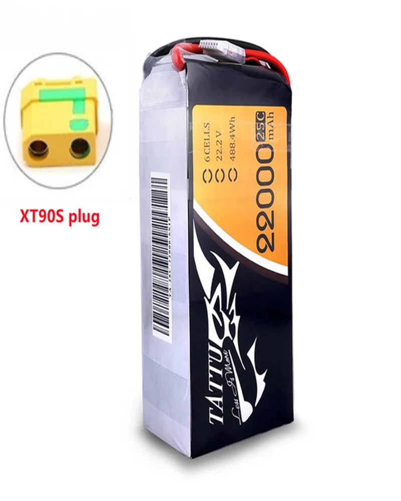 TATTU 22000mAh 6S 22.2V 488wh LiPO Battery Burst 25C for Big Load Multirotor  Hexacopter Octocopter