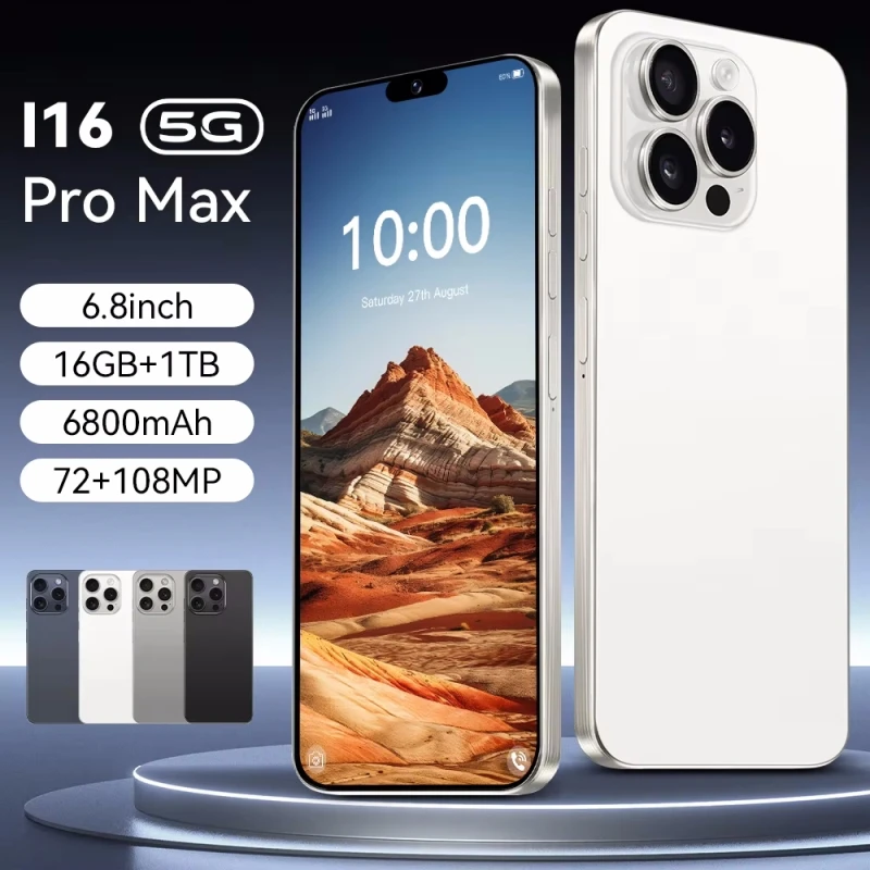 I16 Pro max глобальная версия смартфона 7,3 дюйма HD Android14 Snapdragon 8gen3 10-ядерный телефон с двумя SIM-картами 5G телефон 6800 мАч