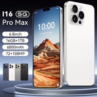 I16 Pro max Global version smartphone 7.3inch HD Android14 Snapdragon 8gen3 10core dual SIM 5G phone 6800mAh phone