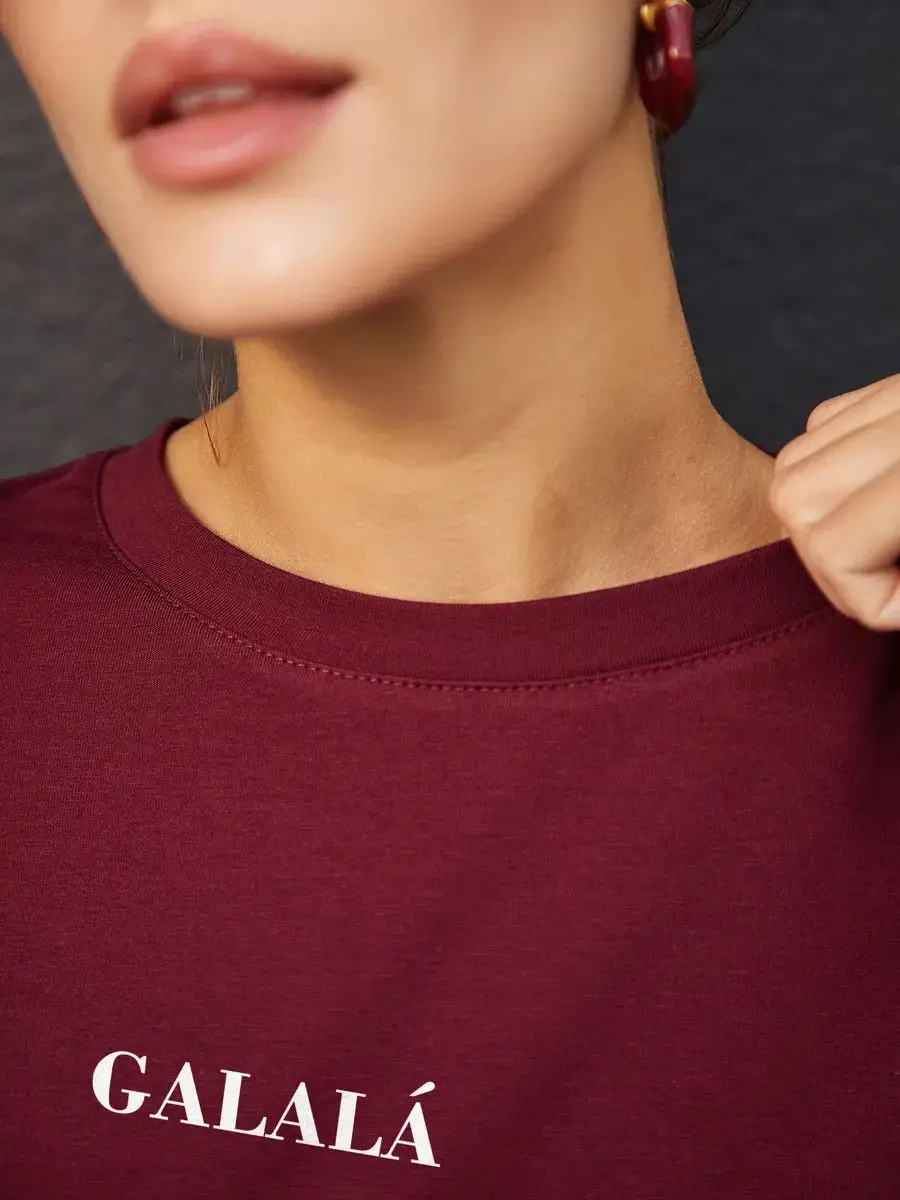 Chemises rouge vin au Design de rue russe, hauts graphiques imprimés au dos, en pur coton, à manches longues, amples