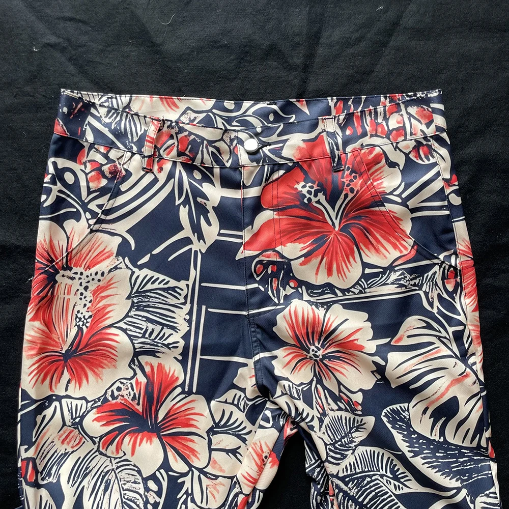 Grand pantalon décontracté à jambes larges imprimé floral pour femmes, pantalon sexy moderne de style européen, rétro et à la mode, jambes larges et amples