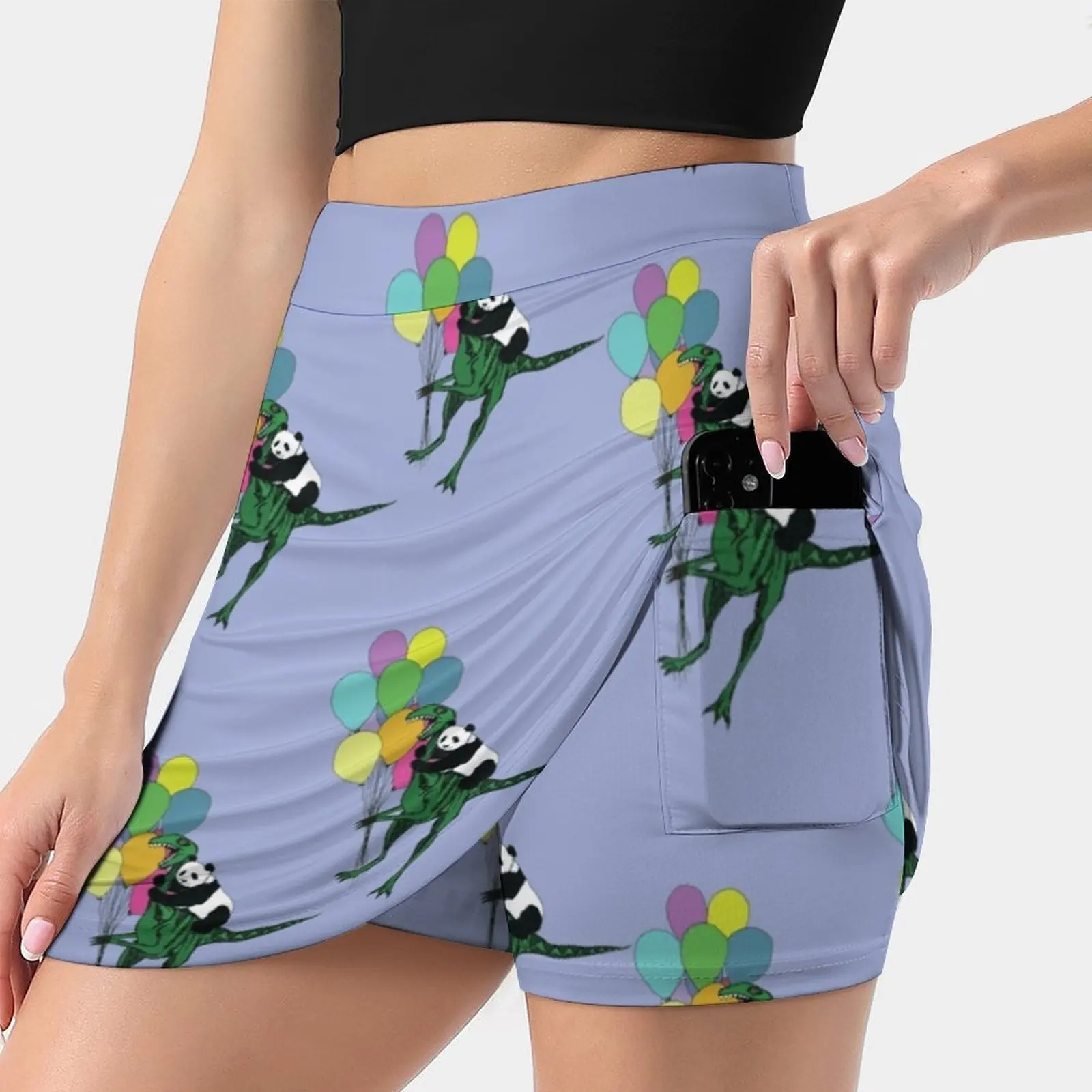 Flying Away Pattern Women Sports Skirt Tennis Golf Dance Fitness Running Yoga Skirts Balloon Panda Raptor Dinosaur T Rex