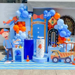 122PCS blue orange latex Balloon Arch Kit Boy Child Blippi themed birthday party decoration balloon gender reveal decoration