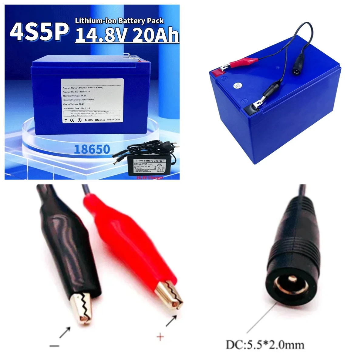 

4S5P 18650 14.8V 20Ah Lithium-ion Battery Pack built-in BMS Suitable for 16.8V Equipment, High-power Inverter, Tourist Car Solar