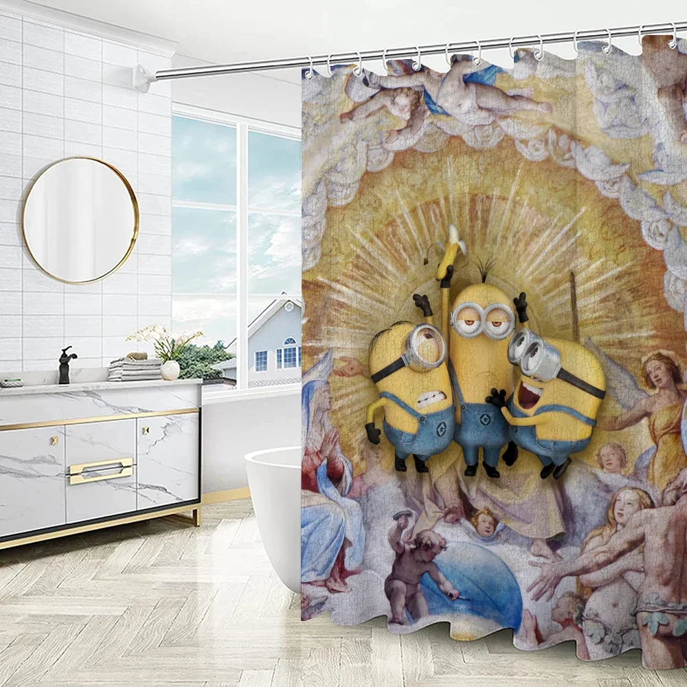 Shower Curtains for Bathroom Sets Full Set Laumango M-minionS European Curtain Folding Partition Accessories Bath Bedrooms the