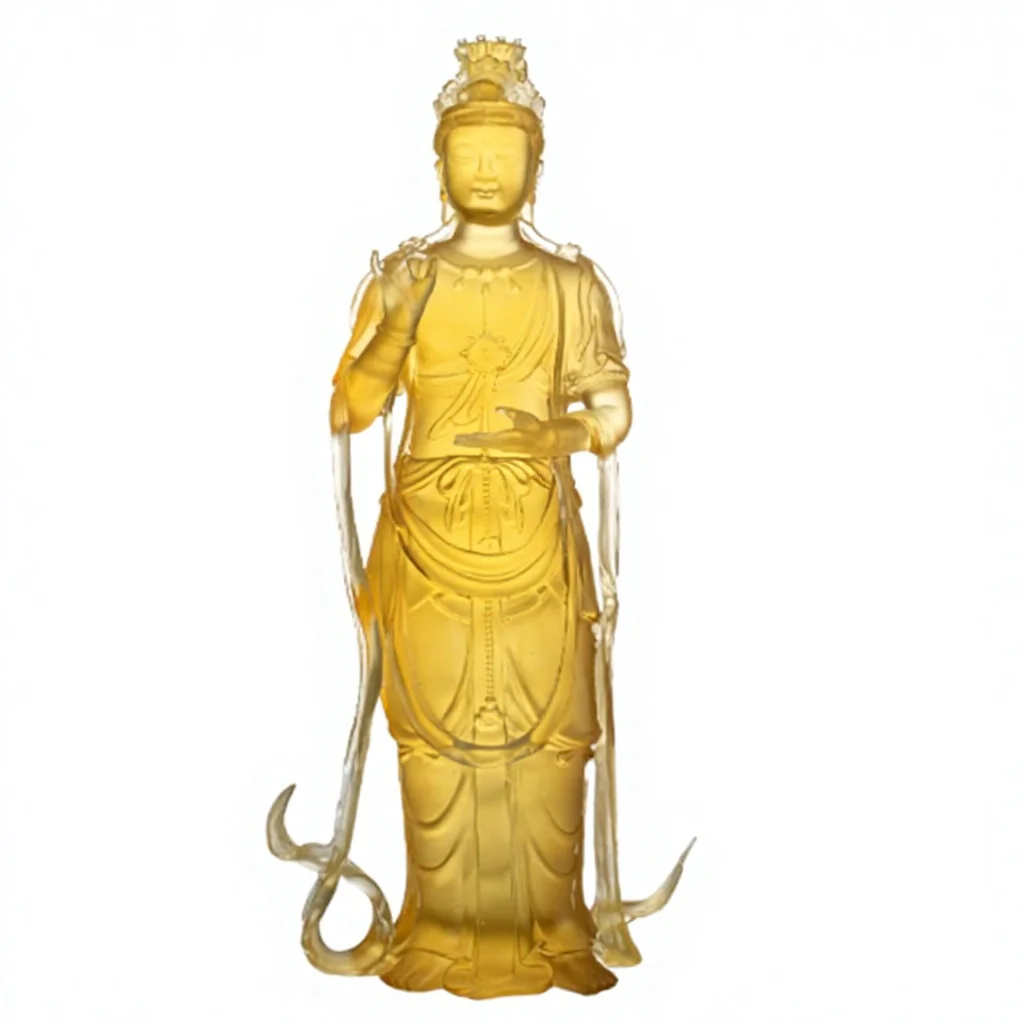 *&r Western Three Holy Buddha Crystal Sculpture Laser Engraved Buddhist Temple Figurines for Home Decoration