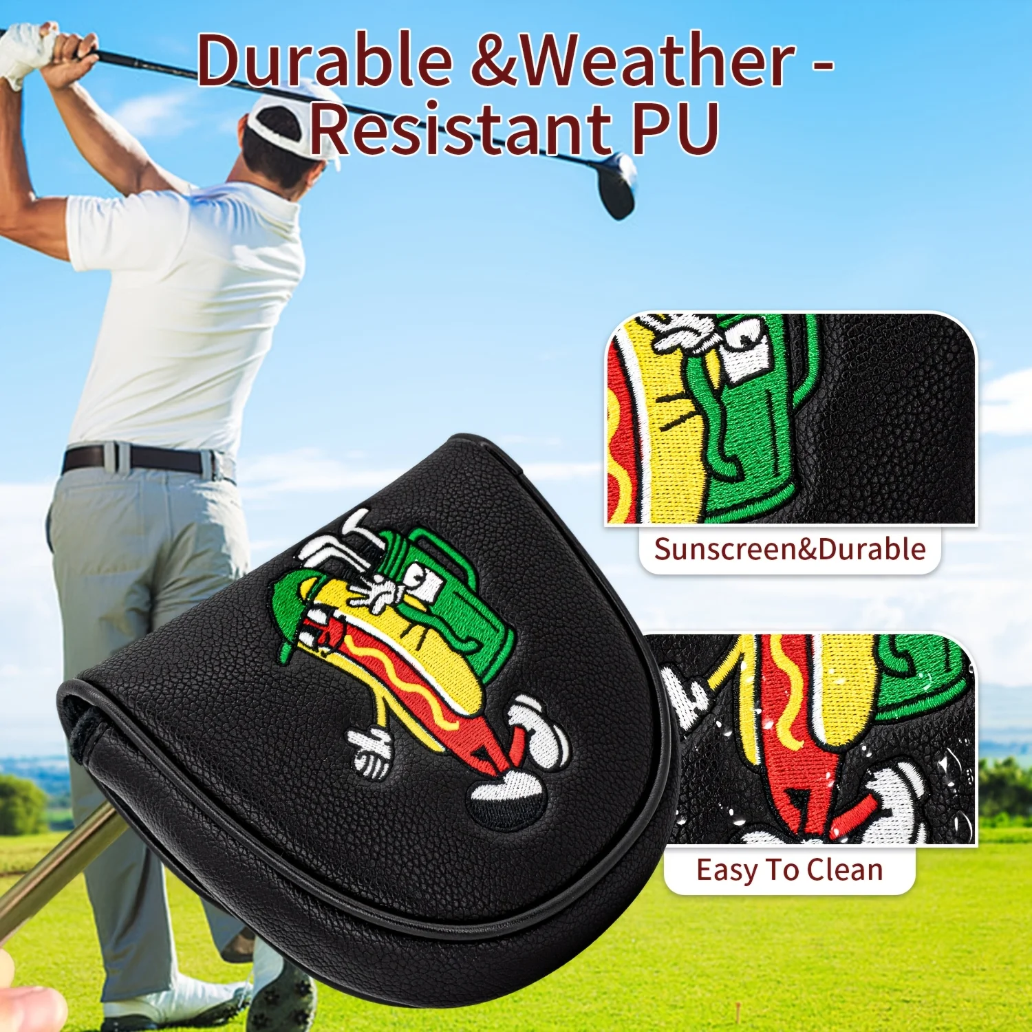 1pc Golf Putter Cover with Buffer Lining - Heavy Duty Magnetic Closure,Putters - Used for Golf Putters, Hot Dog Pattern Design, image 3