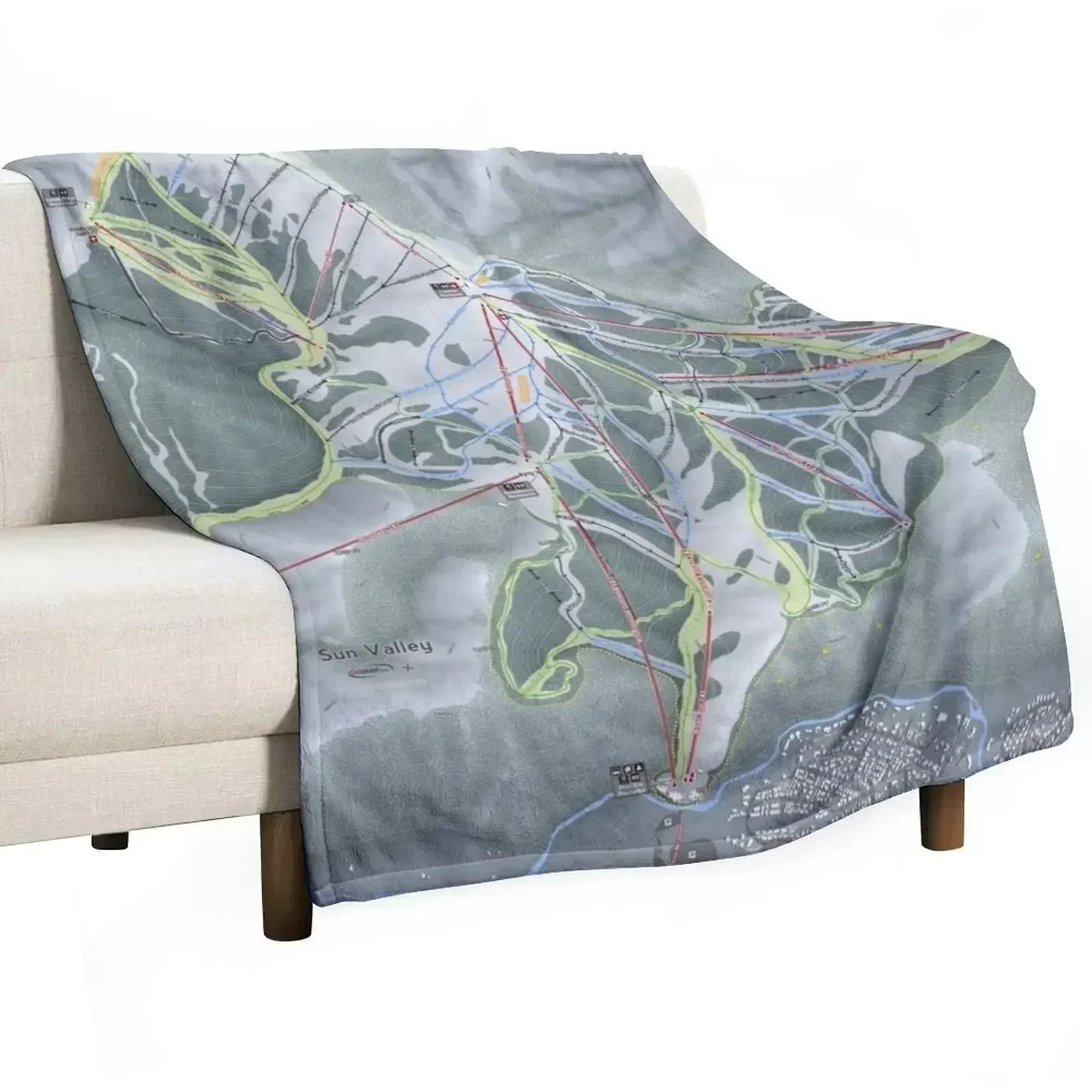 Sun Valley Resort Trail Map Throw Blanket Travel Luxury Thicken Sofa Flannel Fabric Extra Large Throw for sofa Blankets