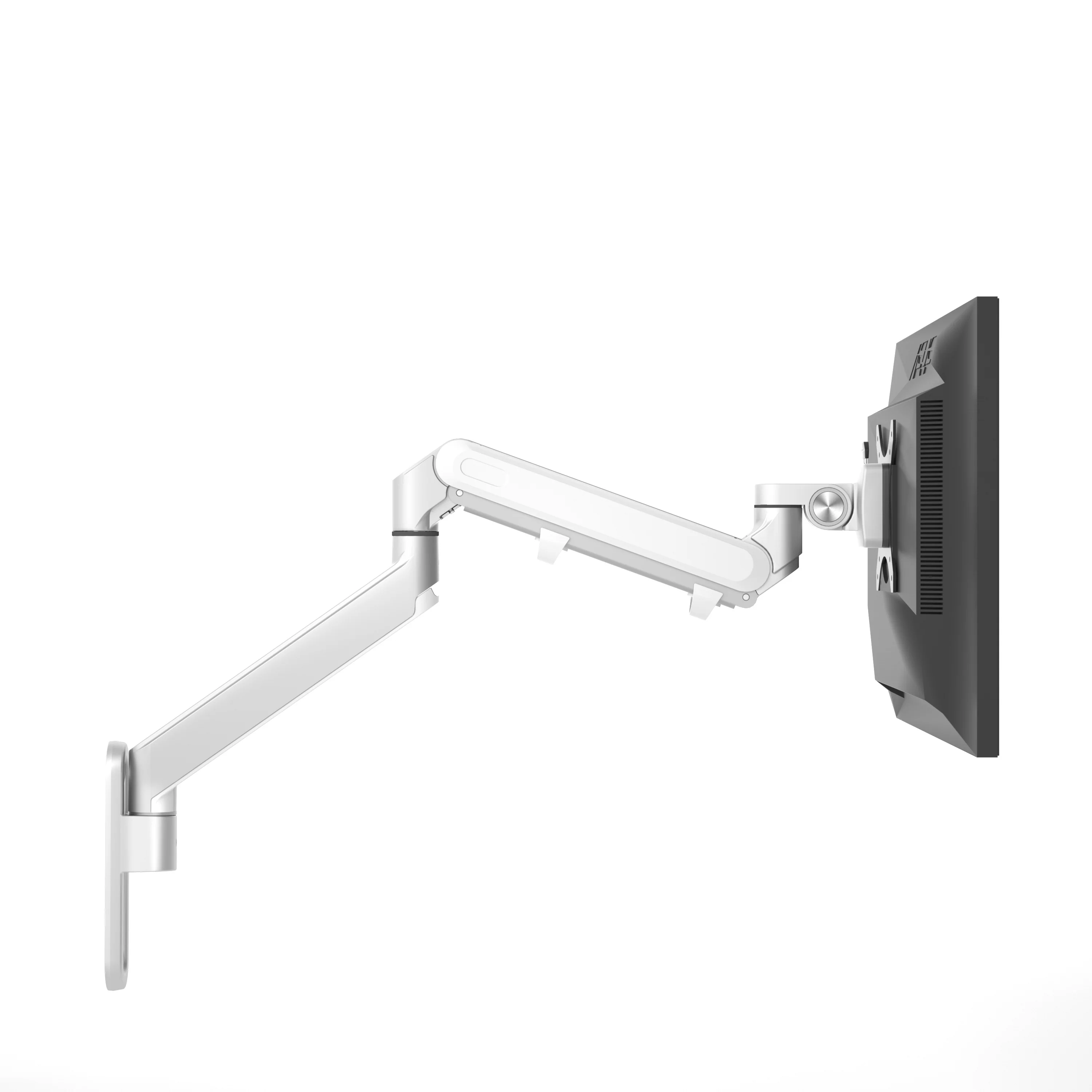 Factory OEM Customized Gas Spring VESA Single Monitor Wall Arm Mount Bracket Silver Aluminum For 32'' Computer Monitor CHONGHEE