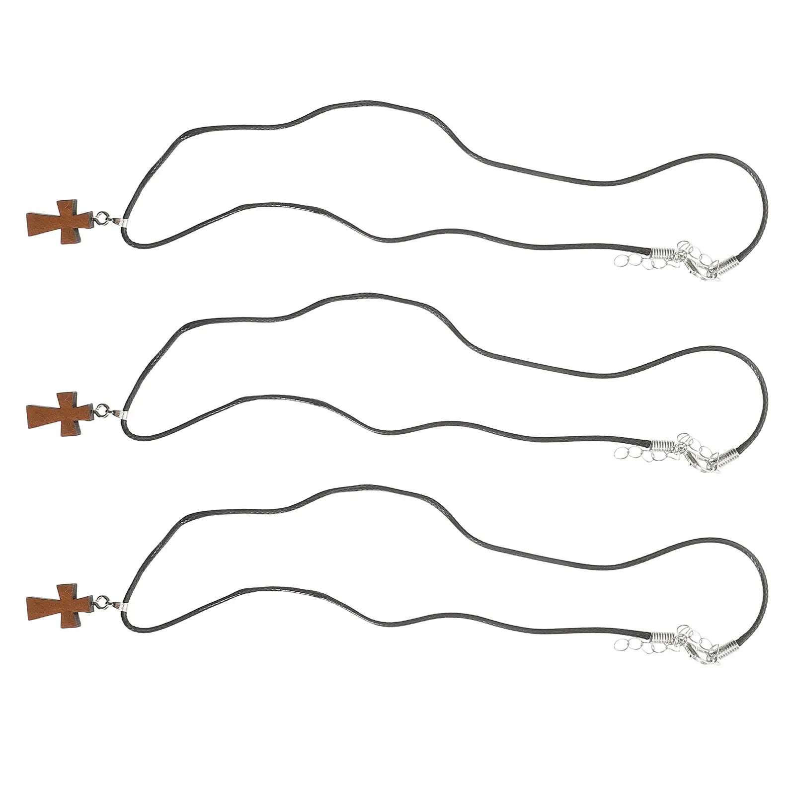 

Набор из 3 деревянных кулонов-крестов: легкие винтажные мини-крестики для создания украшений и повседневного образа