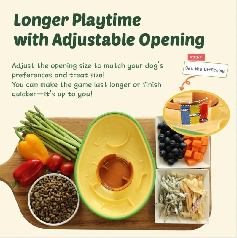 لعبة توزيع الأطعمة البطيئة التفاعلية على شكل أفوكادو للتدريب