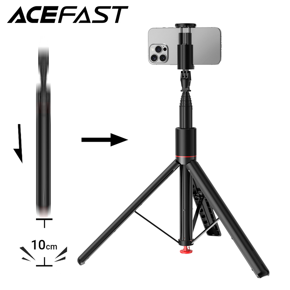ACEFAST Selfie Stick Automatic Pop-Up Tripod with Bluetooth Remote Control Aluminum Alloy Live Broadcast Holder Extendable 1.77M