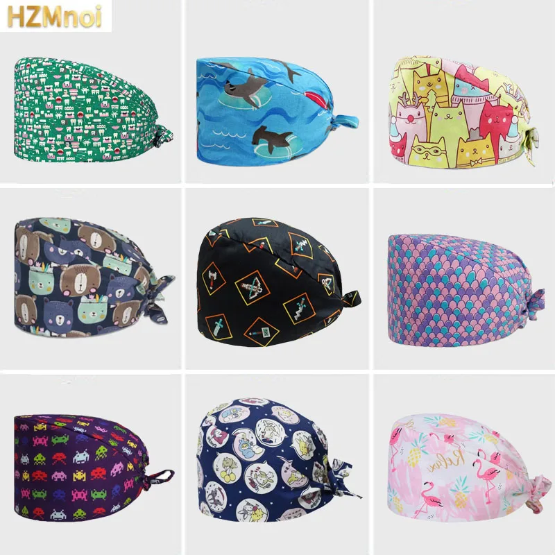 

Pink Love Printing Scrub Caps Women Medical Nursing Hat Health Workers Veterinary Scrub Hat Medical Uniforms Accessories