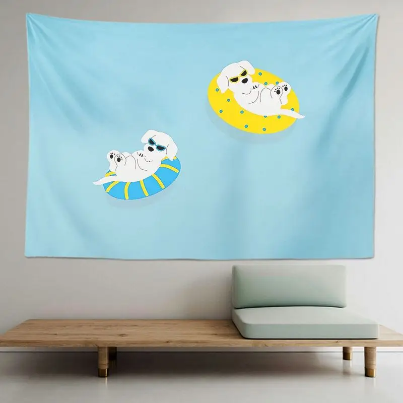 VIKAMA Cute Bread Puppy Tapestry, Simple Cartoon Puppy Art Wall Hanging Living Room Sofa Background Wall Room Decoration