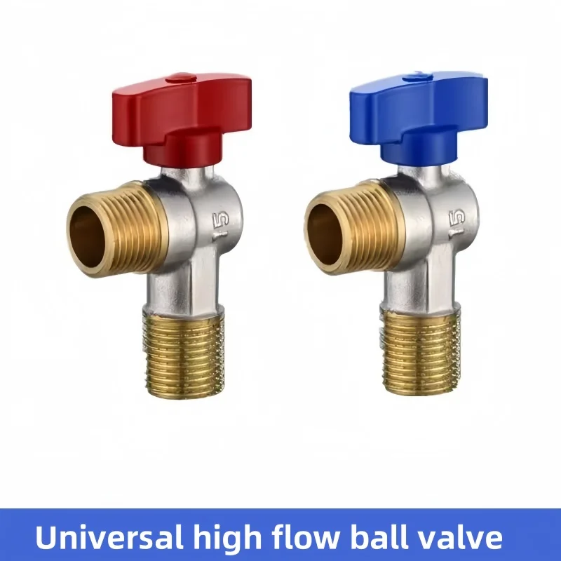Large Flow Bathroom Brass Angle Valve Kit, Cold and hot Universal G1/2-G3/8 Size Water heater Faucet Accessories Set