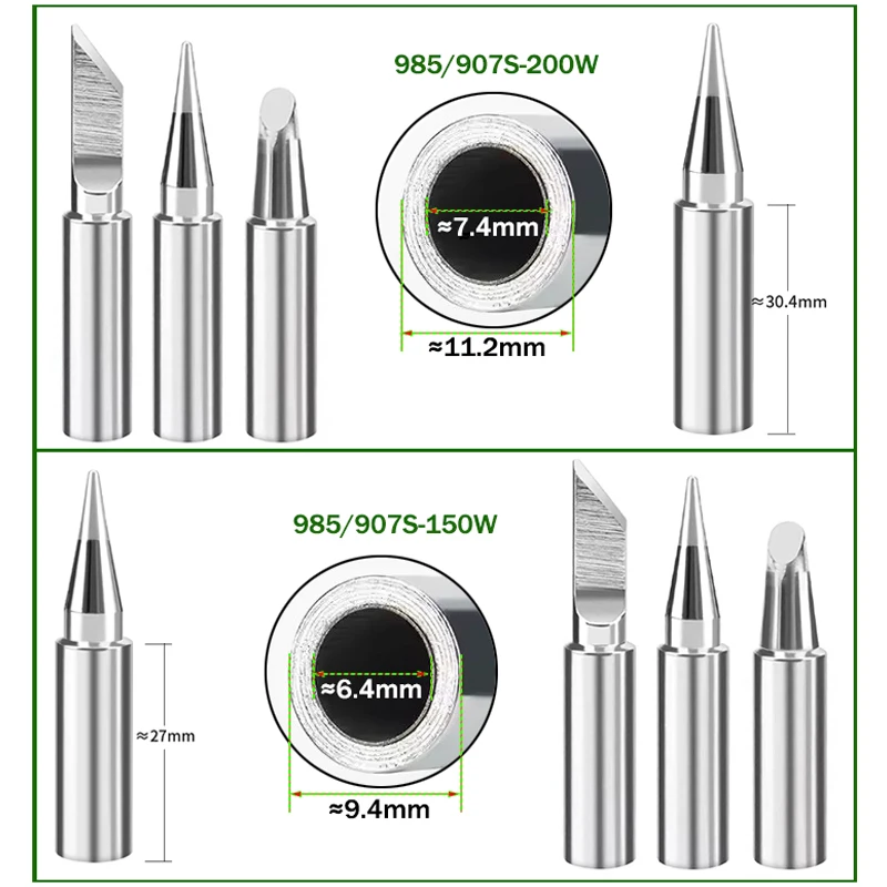 985/907S Lead-Free Soldering Iron Tip Universal High-Power 100/200W B K Flat Head Internal Hot Soldering Iron Soldering