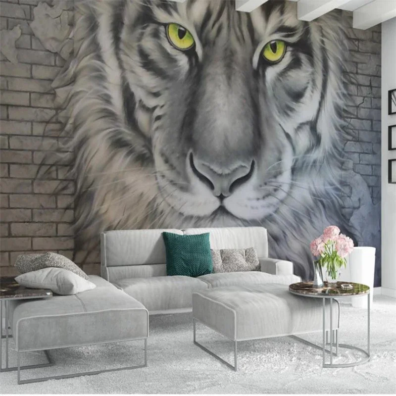 

wellyu 3D embossed tiger brick wall background wall painting custom large mural home decor wallpaper papel de parede para quarto