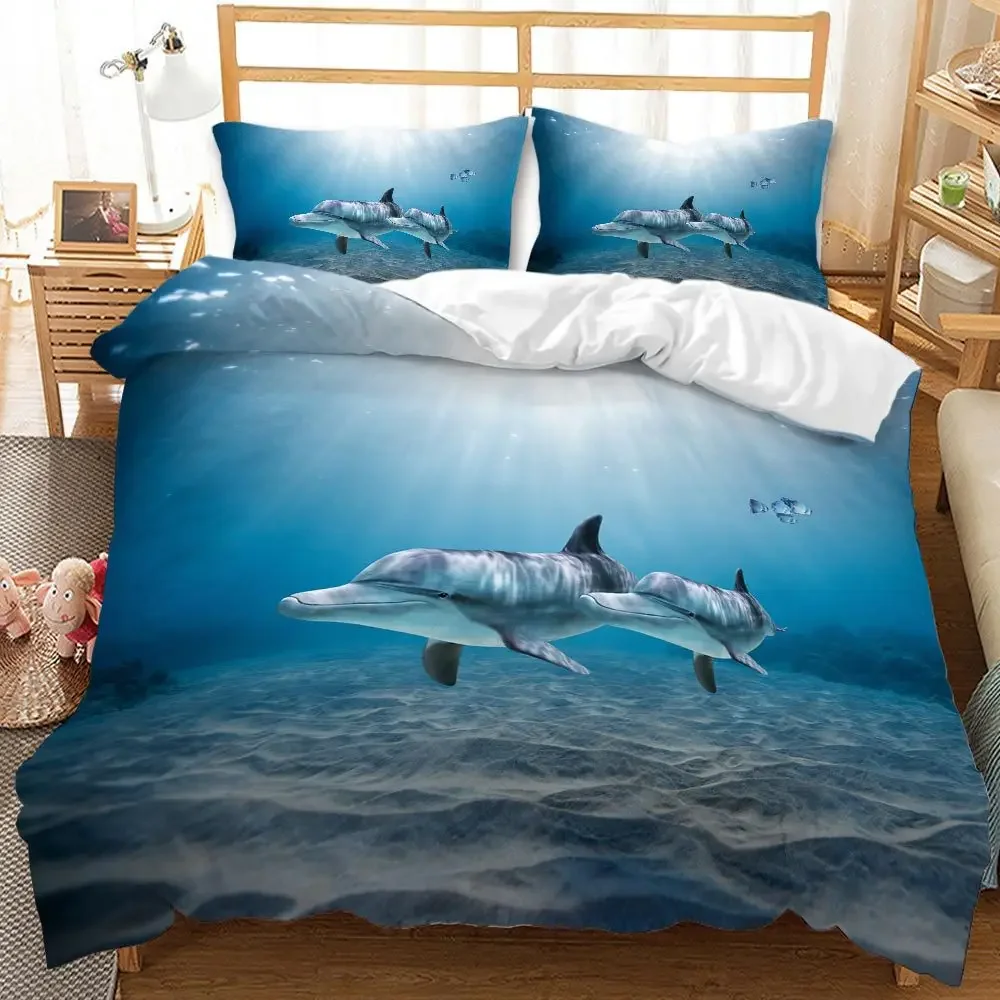 

Digital Printing Western Shark Bedding Set Sky Blue Background Full Size Comforter Sets Bed Clothe California King Bedding Sets
