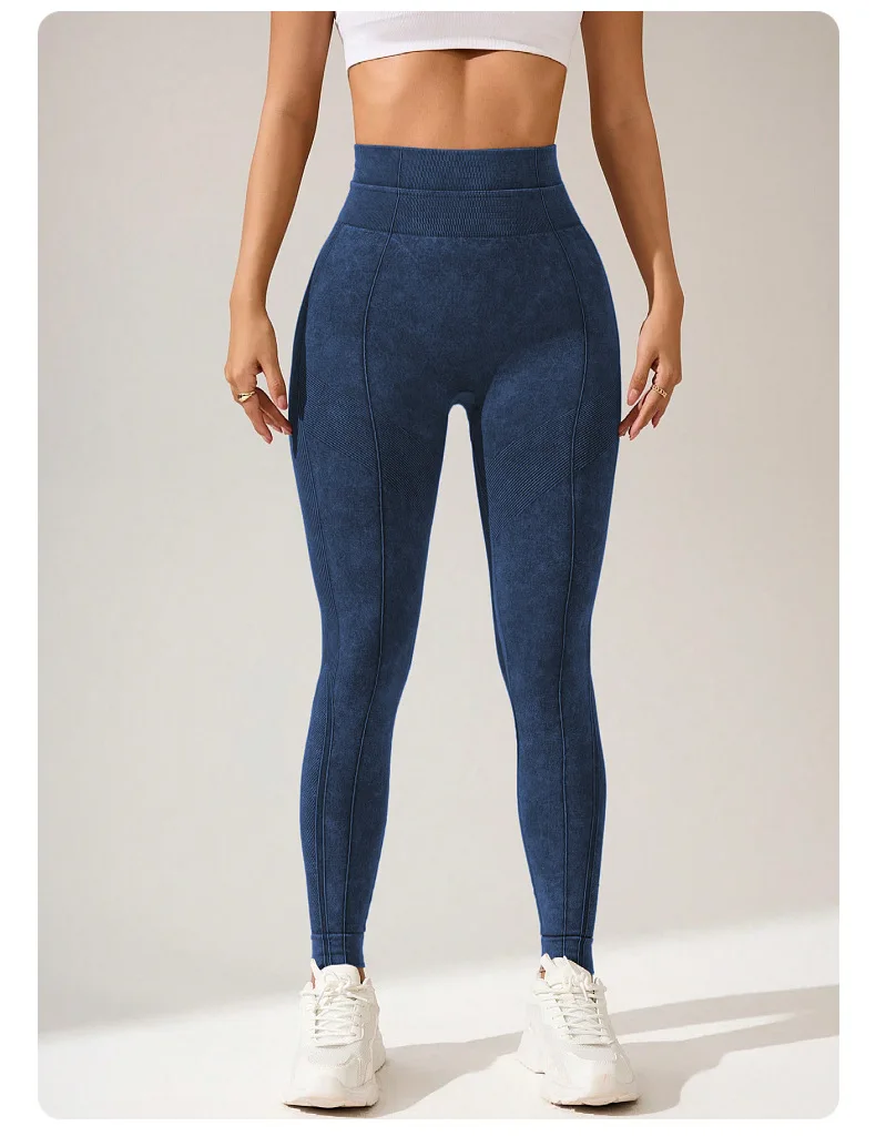 Damen Schnelltrocknende Yoga-Leggings mit Taschen, Hoher Taille, Po-Lifting-Effekt, Strukturierte Hüftformende Lauf- und Fitness-Sporthose – Detail 7