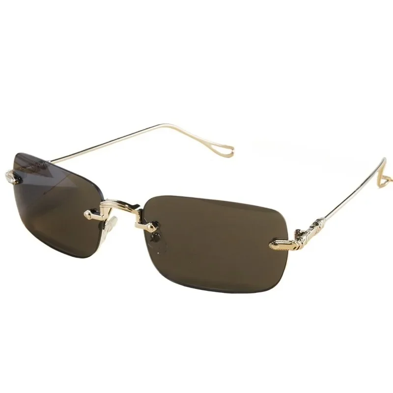 Modische Retro-Quadrat-Unisex-Sonnenbrille ohne Rahmen, UV-Schutz, Street-Style, vielseitiges Schlankheitsdesign für Männer und Frauen – Detail 5