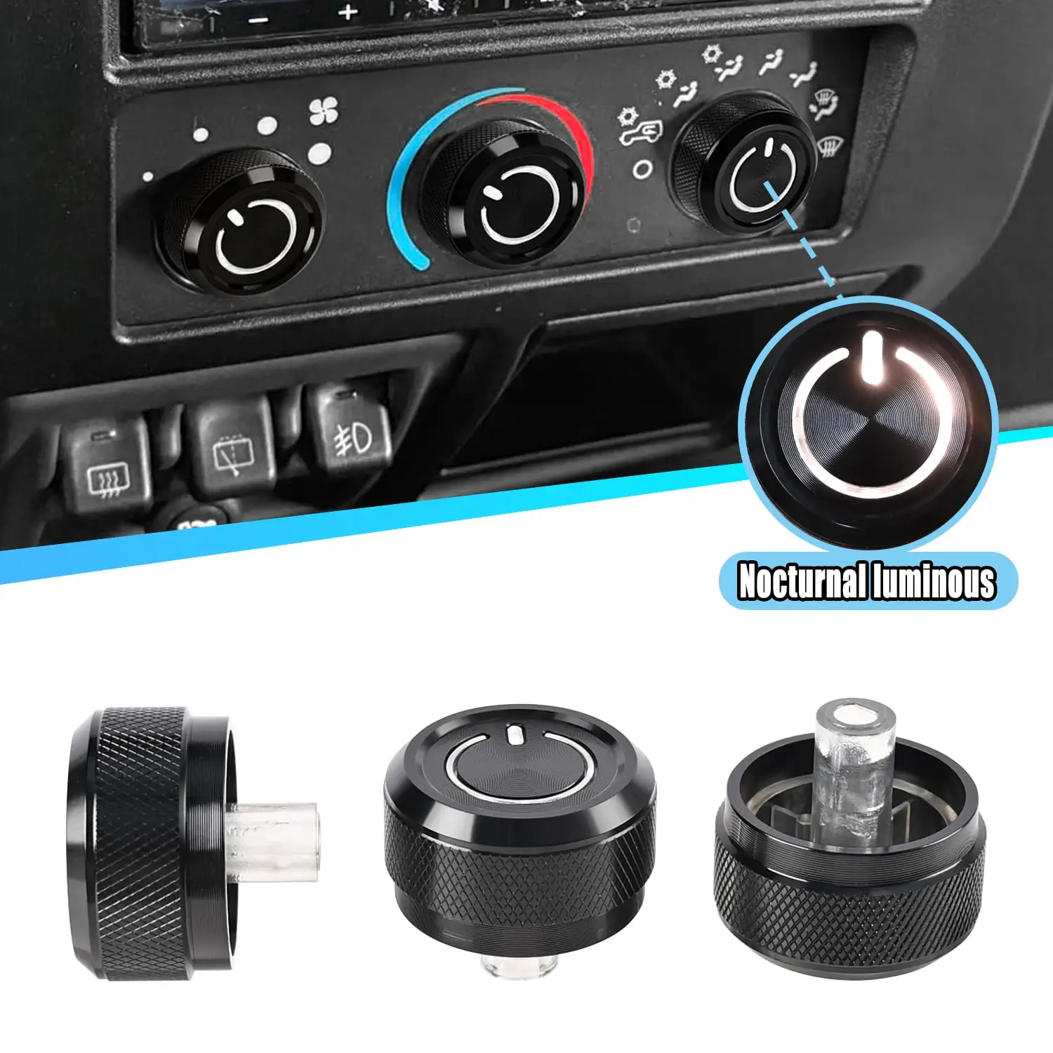 سيارة تكييف الهواء مفتاح مقبض زر التحكم الألومنيوم ل جيب رانجلر TJ 1999-2006 05011218AC 5011218AC 5011218AA 5011218AB #2