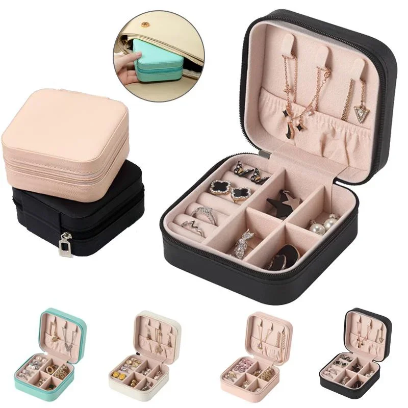 

Portable Travel Ladies Jewelry Box for Rings, Pendants, Earrings, Necklaces, Organizer for Birthday Festive Christmas Gifts