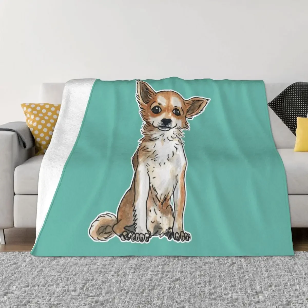 

Long hair chihuahua Throw Blanket Soft Big Soft Plaid Thermal Polar Blankets