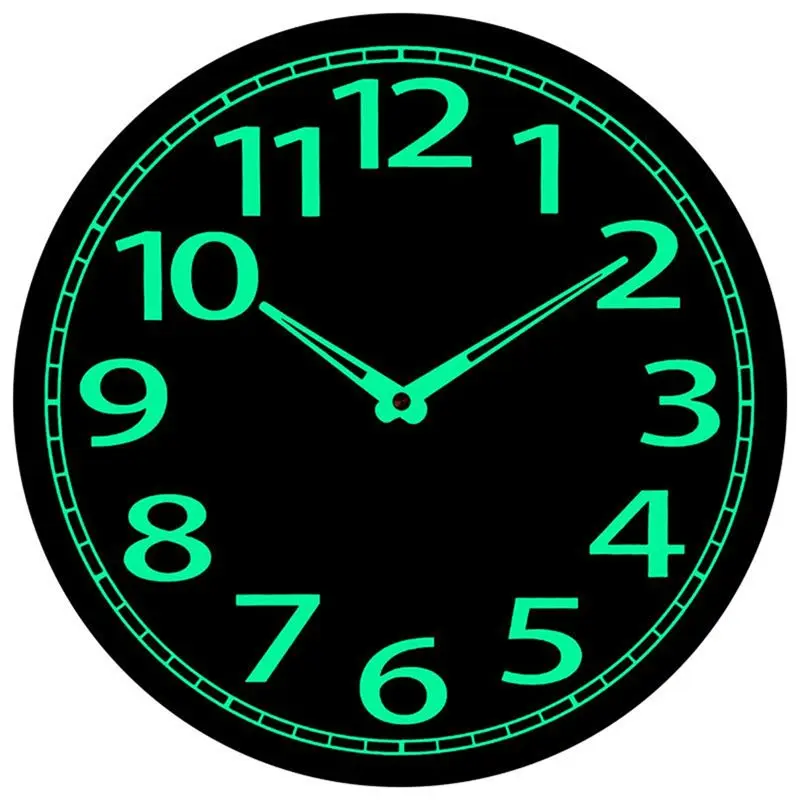 Wooden Glow In The Dark Clock, 12 Inch Silent Non-Ticking, Energy-Absorbing Luminous Wall Clock For Bedroom Living Room-A54R