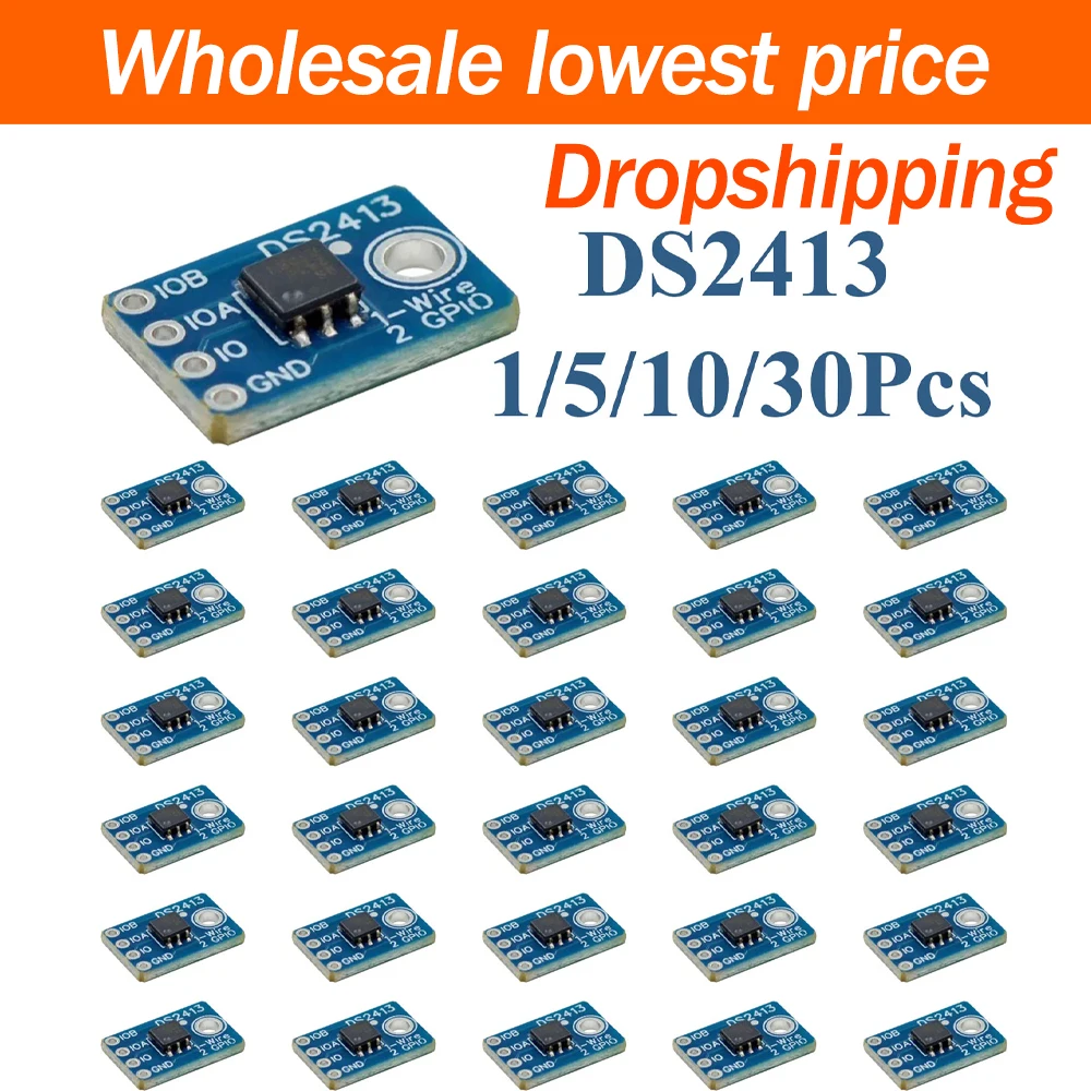 1/5/10/30Pcs DS2413 1 Wire Dual Channel GPIO Controller Module With Interrupt Function Programmable IO Expansion Board