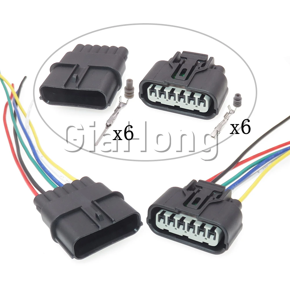 1 Set 6 Ways Waterproof Socket 6189-1012 Electrical Connector 6188-0658 Auto Starter Headlight LED Driver Wire Harness Plug