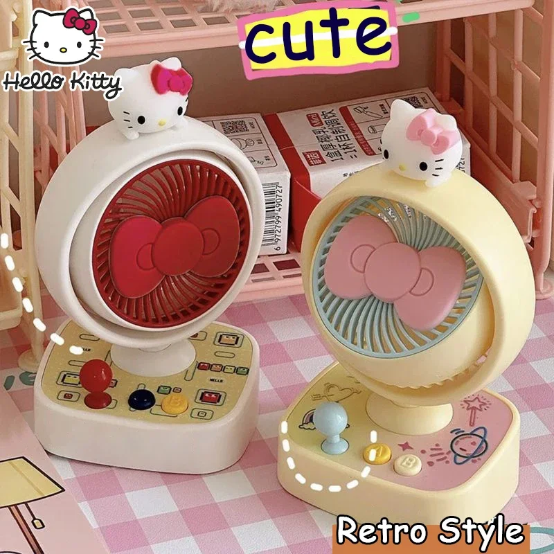 Hello Kitty Mini Desk Fan Portable Handheld Rechargeable Fan With Mist Spray Cooling Quiet For Office School Students