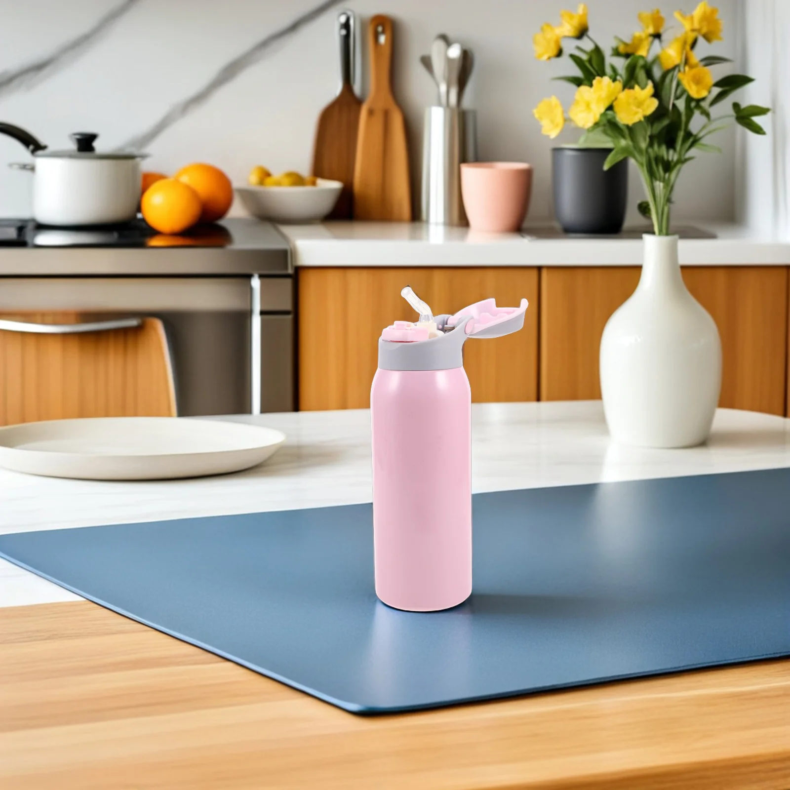 

350Ml Nursing Cup For Elderly Stainless Steel Spill Proof Drinking Bottle With Straw Adaptive Sippy Mug For Bedridden Patients