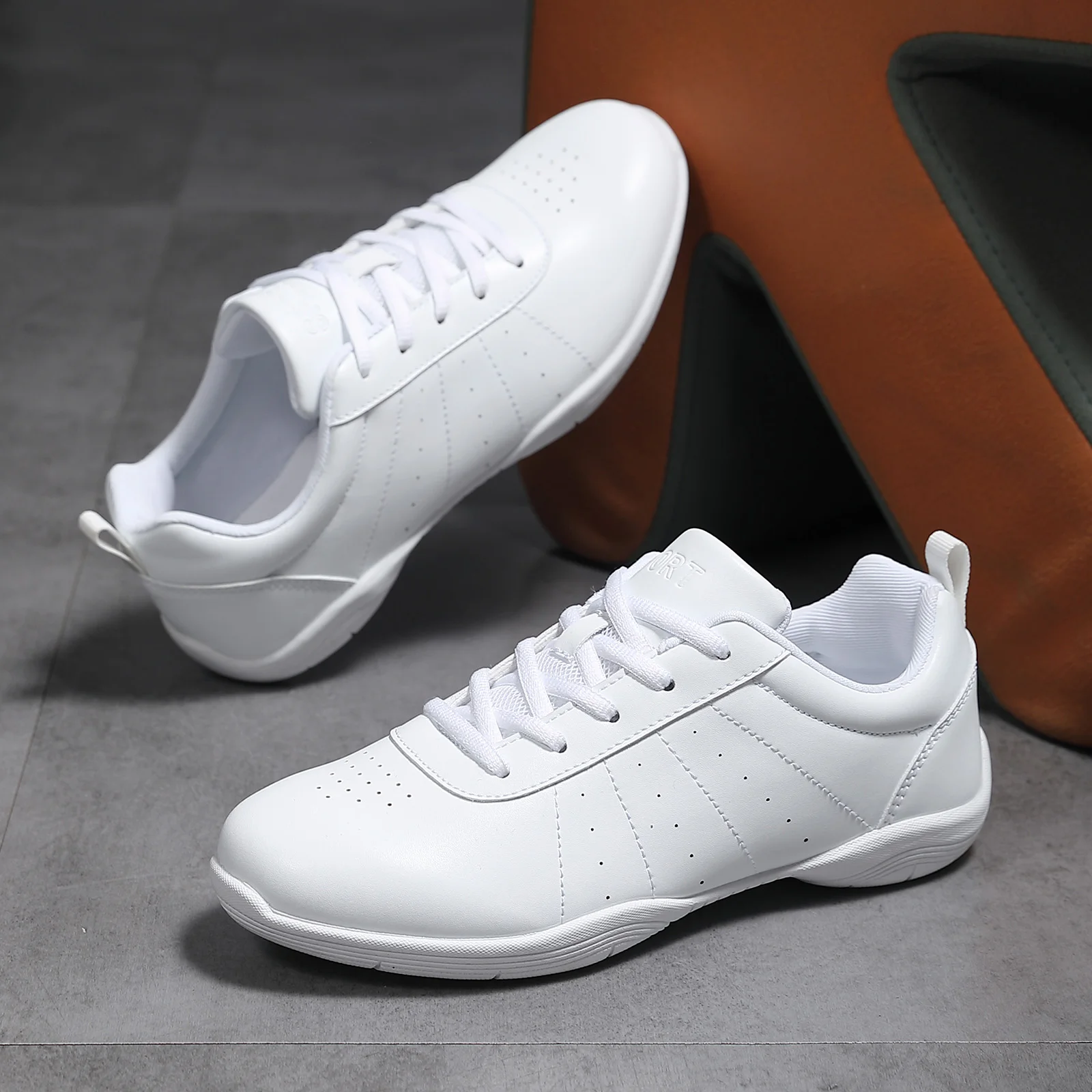 White Cheer Shoes Youth Girls Comfortable Cheerleading Dance Shoes Aerobics Sports Sneakers 2326