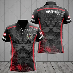 Custom Name Austria Camouflage Polo Shirts Summer Cool Racing Sportswear Unisex Outdoor Casual Streetwear Loose Oversized Jersey