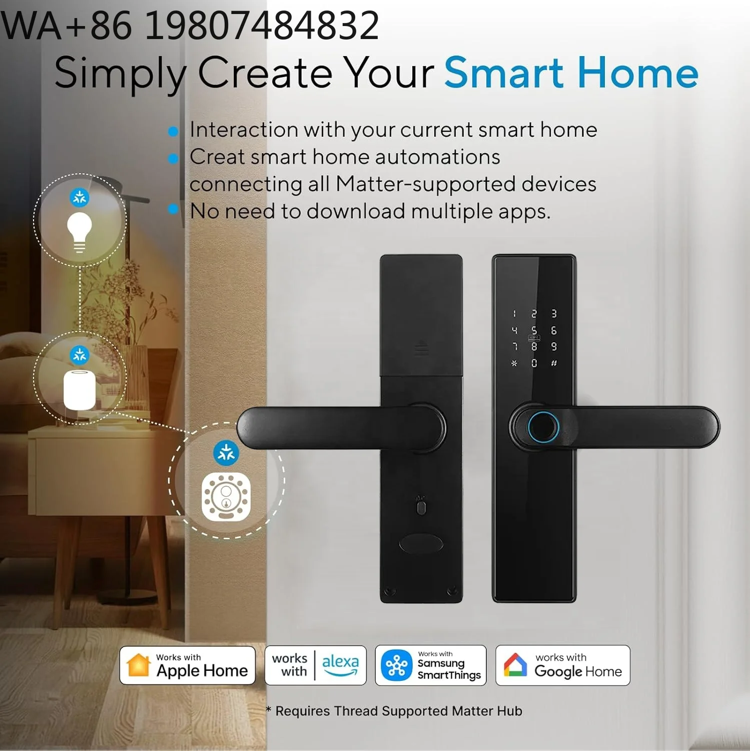 Matter WiFi Smart Deadbolt Lock  Homekit NFC Card 3D AI Face Recognition Multi Unlock Apartment Digital Door Lock